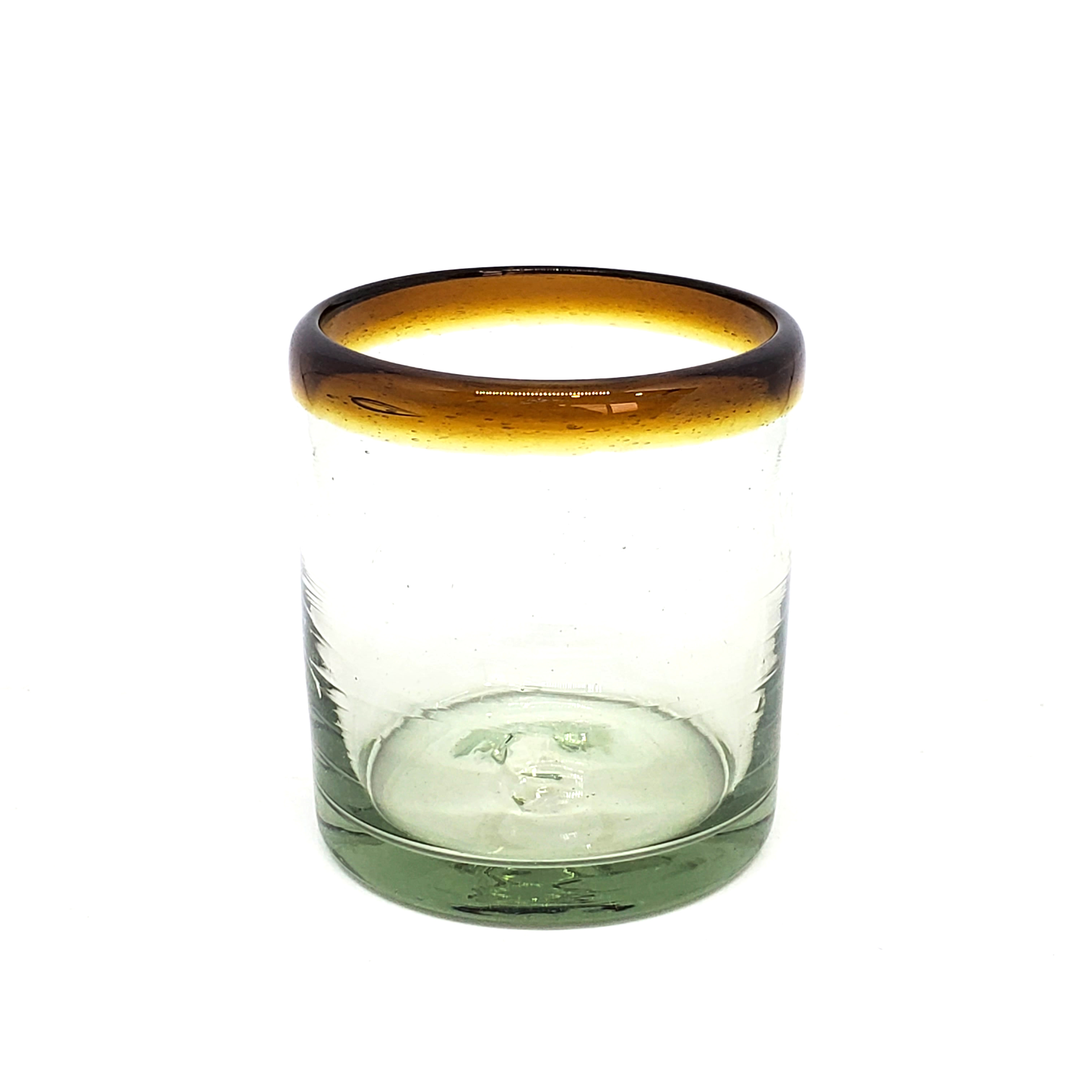 MEXICAN GLASSWARE / Amber Rim 8 oz DOF Rock Glasses 